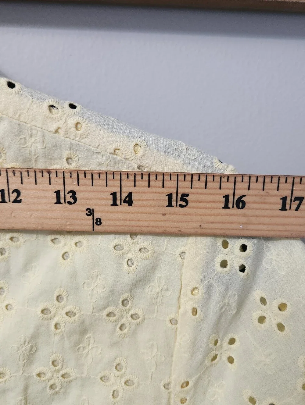 Yellow Eyelet 100% Cotton Short Sleeve Button Up Shirt Lined Floral Embroidered